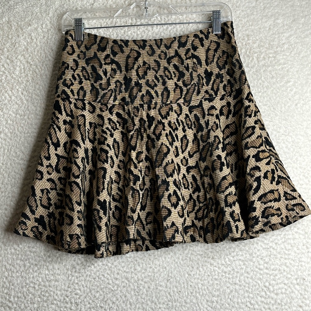 NWOT Free People Womens Animal Print Chenille Skater Mini Skirt Size 6